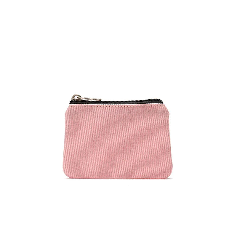 DIY Plain Canvas Cotton Bag Pure Zipper Coin Key Bag Money Pocket Women Men Hand-held Coin Purse Small Wallet Kid Oasis Select Peach Pink