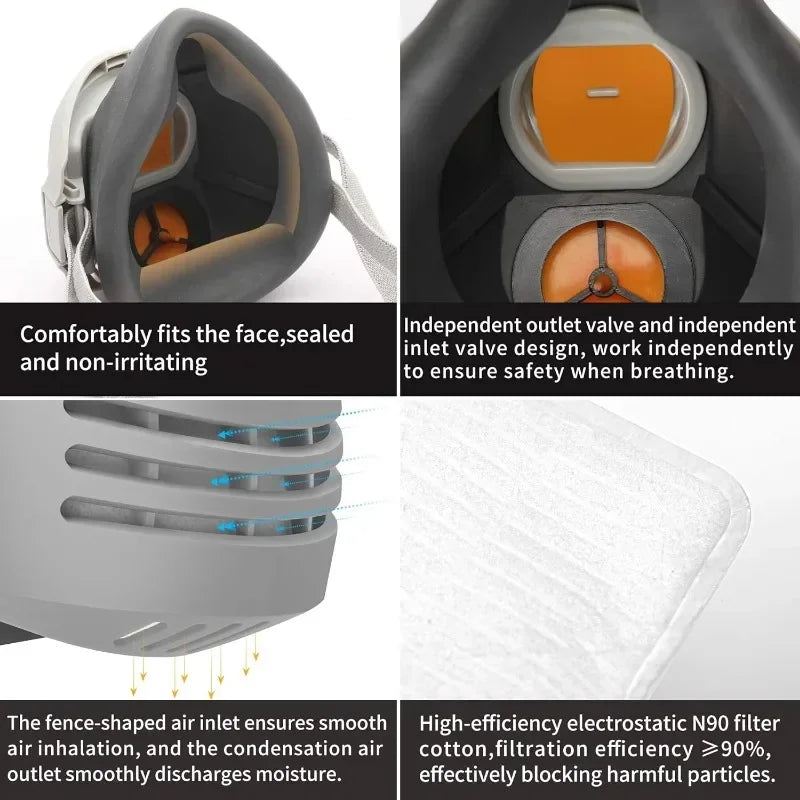 Industrial Dust Mask Reusable with Filter Cotton Dust Respirator Half-face Industrial Construction Anti-smog Safety Gas Mask Oasis Select
