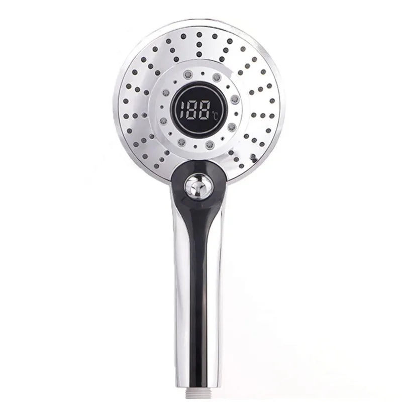 LED Shower Head Digital 3 Modes Adjust Temperature Sensor Hand Held Bathroom ABS Shower Head High Pressure Water Saving Faucet Oasis Select