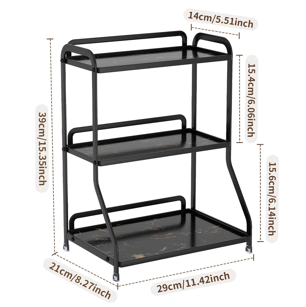 Cosmetics storage rack Stone pattern desktop skin care product shelf Bathroom dresser Perfume storage box Oasis Select Triple black