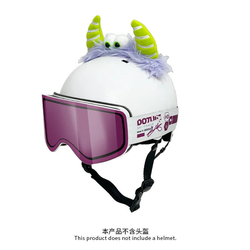 Fun helmet decorations, small monsters, outdoor personalized helmets, decorative ears, three-dimensional plush cute ski helmets Oasis Select PURPLE