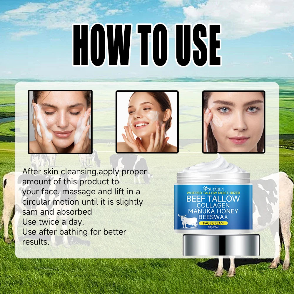 SUYARUN Tallow Face Cream | Olive Oil & Honey Moisturizer