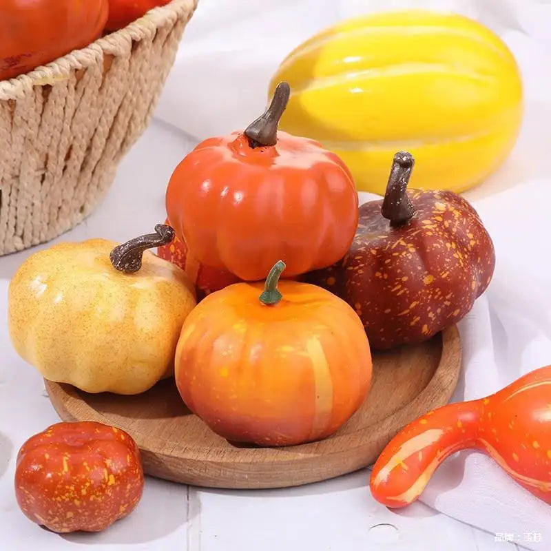 10Pcs Artificial White Orange Pumpkins Decorative Harvest Pumpkins For Fall Wedding Thanksgiving Halloween Table Centerpieces Oasis Select