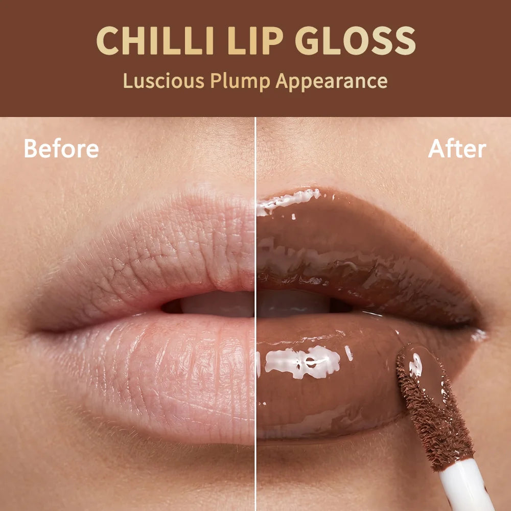 Chocolate Chilli Lip Gloss Instant Plump & Hydrated Repair Dry Lips Glossy Finish Moisturizing Non-drying Lip Plumper Daily Lip Oasis Select