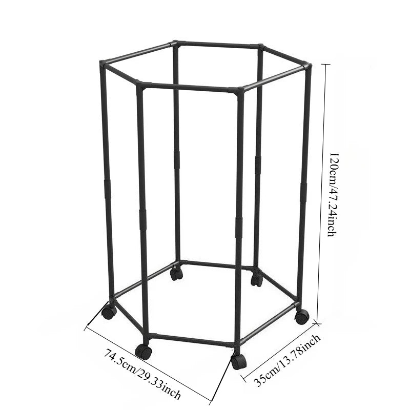 Hexagon Rotating Floor Clothes Rack Dormitory Coat Hanger Stand Indoor Drying Rack Movable Garment Organizer Hat Stand Oasis Select