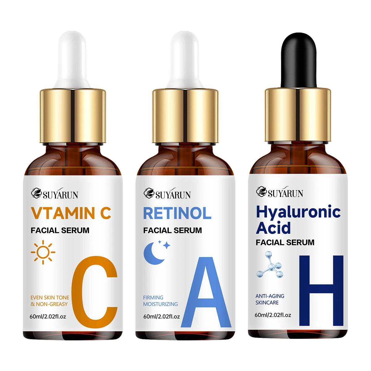 SUYARUN Vitamin C + Retinol + Hyaluronic Acid Serum Duo | Anti-Aging Brightening & Hydration Combo | For All Skin Type. Oasis Select 60ml-3