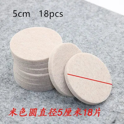 18-128 PCS Felt Chair Leg Pads 5mm Thick Floor Scratch Protector Mat Mute Non-slip Self Adhesive DIY Furniture Accessories Oasis Select Beige Round 5cm
