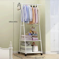 Floor Standing Double-Pole Clothes Rack | Foldable Garment Hanger