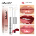 Lakerain 2 In 1 Liner Lipglaze & Moisturizing Lip Oil Peel-off Lip Gloss Deep Hydration Waterproof Soft Lips Dual-head Design Oasis Select Coral Pink