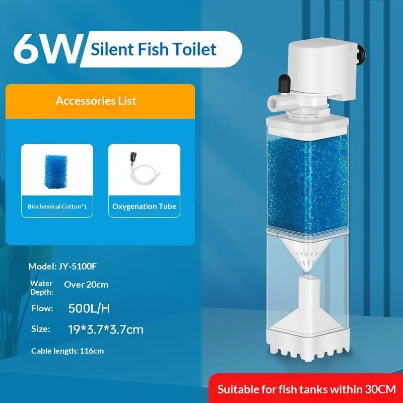 6-in-1 Submersible Aquarium Filter Pump Silent Air Oxygen Aerator Internal Water Pump Wave Maker for Fish Tank 220V Oasis Select 6W