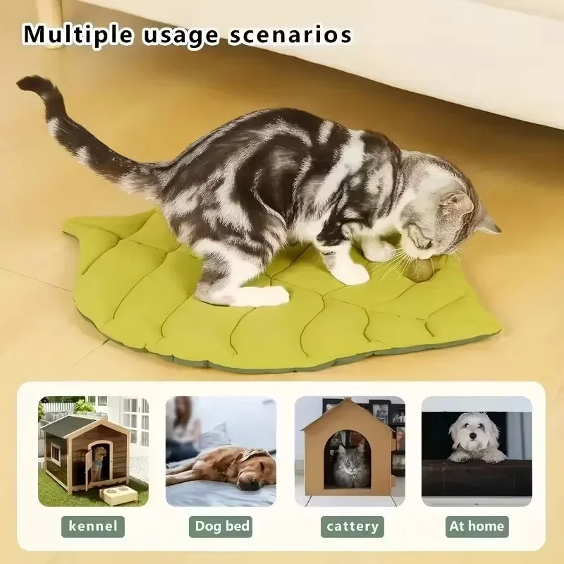 1-8PCS Thick Cotton Leaf Shape Pet Mat Cat Bed Dog Crate Pad for Cage Soft Washable Anti Slip Floor Mat for Puppy Kitten Oasis Select