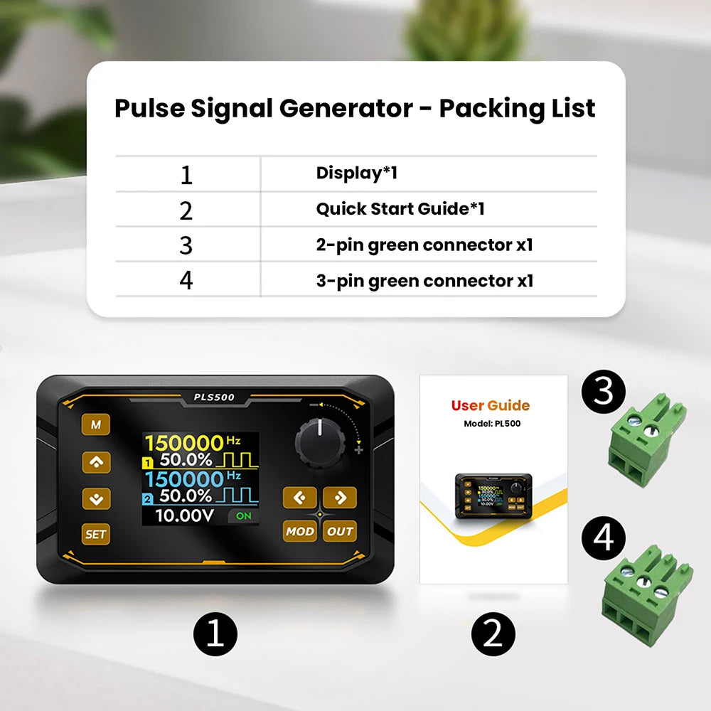 DC5-24V PLS500 Dual Channel Pulse PWM Signal Generator 1Hz~500kHz with Adjustable Dead Time and Programmable Support Switching Oasis Select