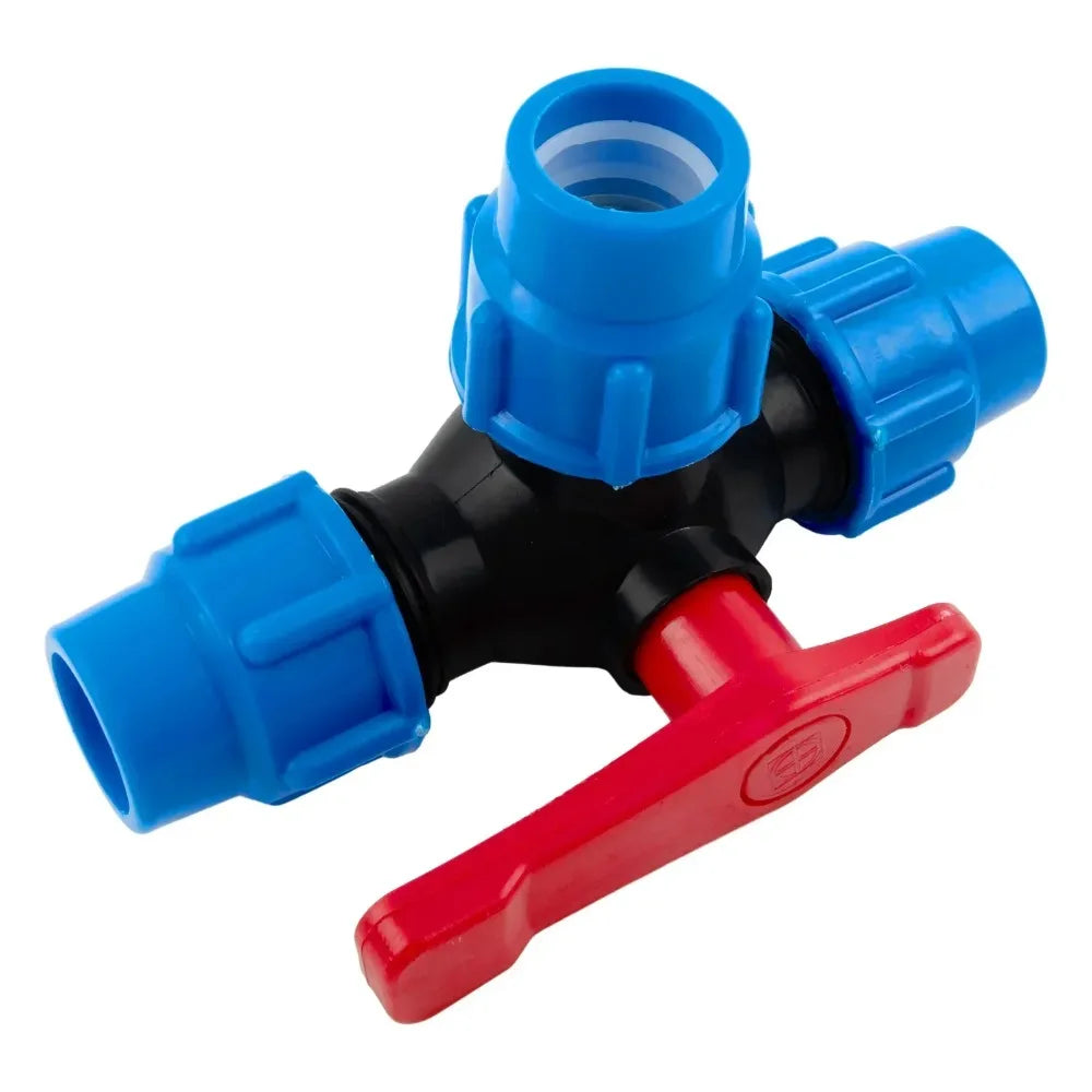 1x PE Pipe 3-Way Ball Valve 20/25/32/40/50mm Plastic Ball Quick Connect Three-way Three-way Ball Oasis Select