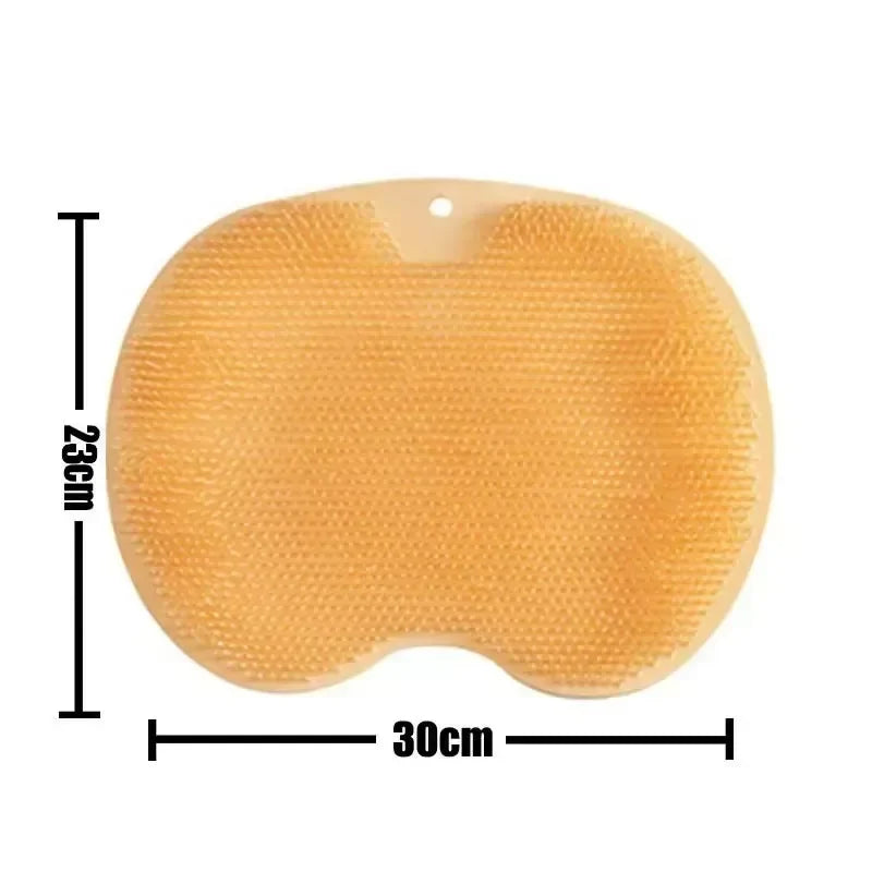 Body Shower Foot Scrubber Brush Wash The Body Cleanser Silicone Sponge Bath Massage Mat Back Brush Wall Mounted with Suction Cup Oasis Select orange pad