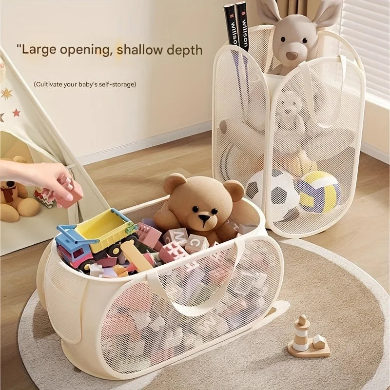 Large Capacity Toy Storage Basket - Transparent Fabric Organizer with Divided Compartments, Toy Storage Organizer Oasis Select