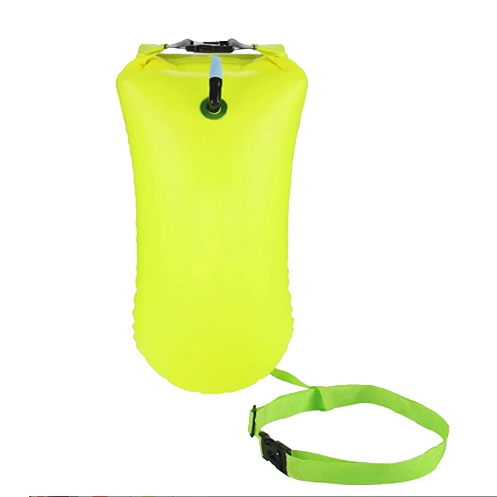 Dry Bag Inflatable Open Swimming Buoy Tow Float with Waist Belt for Boating Rafting Swimming Bucket Water Sport Safety Bag Oasis Select Green