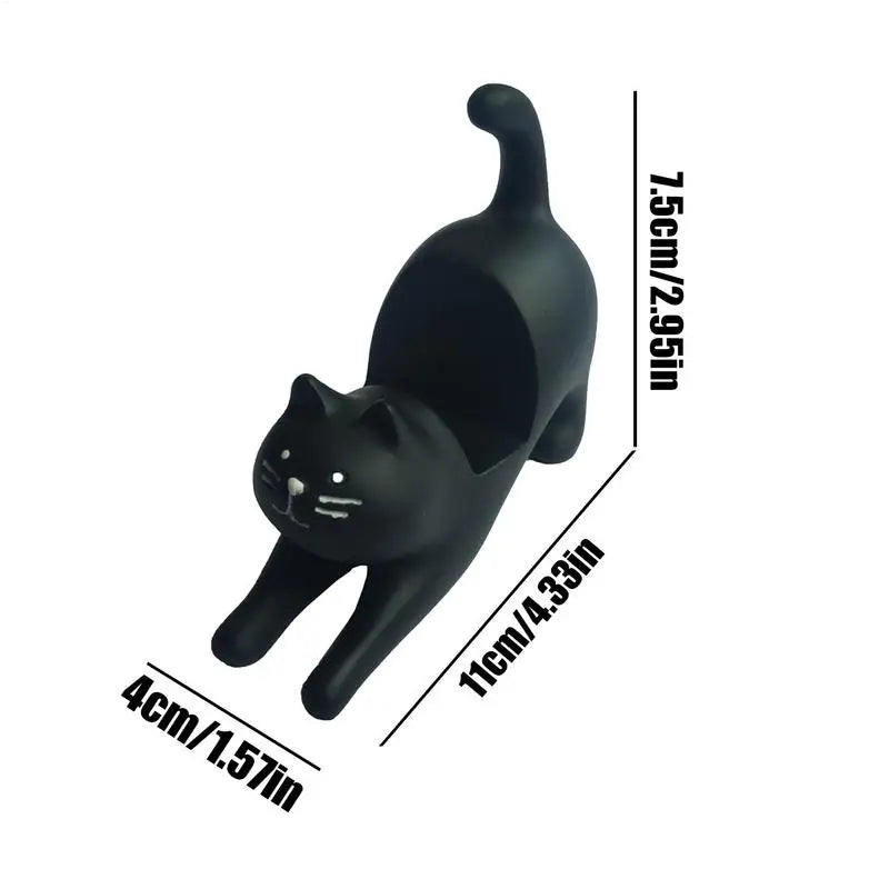 Cute Cat Phone Holder Cute Animal Desk Resin Phone Stand Cat Stretching Figurine Phone Cradle for Cat Lover Home Desk Decoration Oasis Select