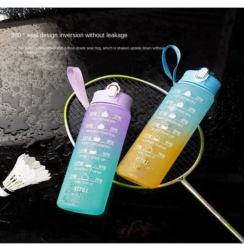900ml Sports Water Bottle High Temperature Resistant Graduated Straw Cup Rainbow Frosted Progressive Color Water Cup Plastic Cup Oasis Select