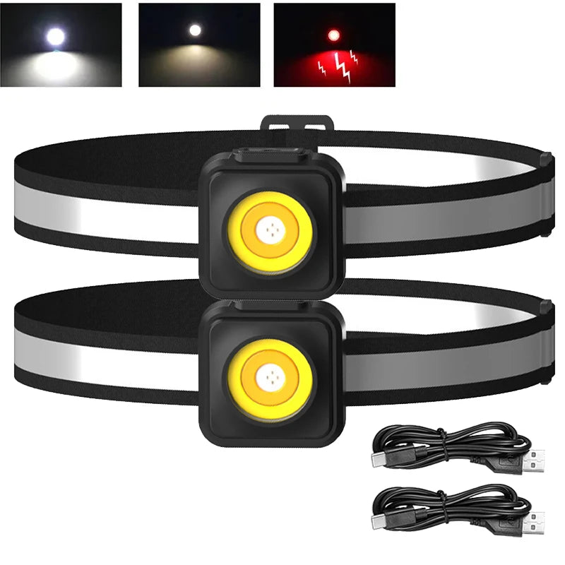 COB Rechargeable Headlamp USB-C 800LM – 4 Modes, Waterproof