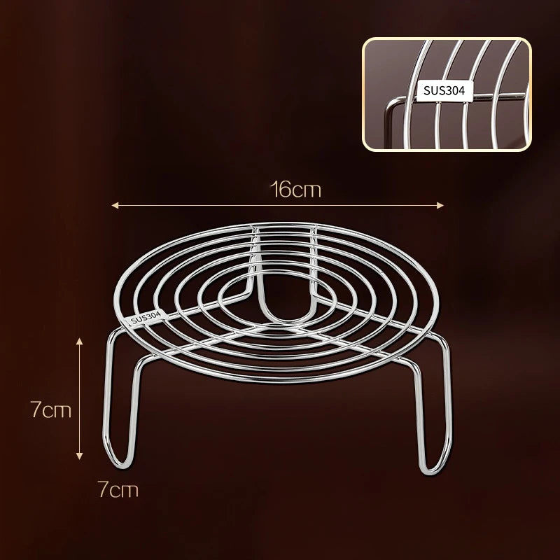 304 Stainless Steel Round Steamer Rack Kitchen Multifunction Pot Steaming Tray Dumplings Eggs Grill Stand Pressure Cooker Trivet Oasis Select B 16cm