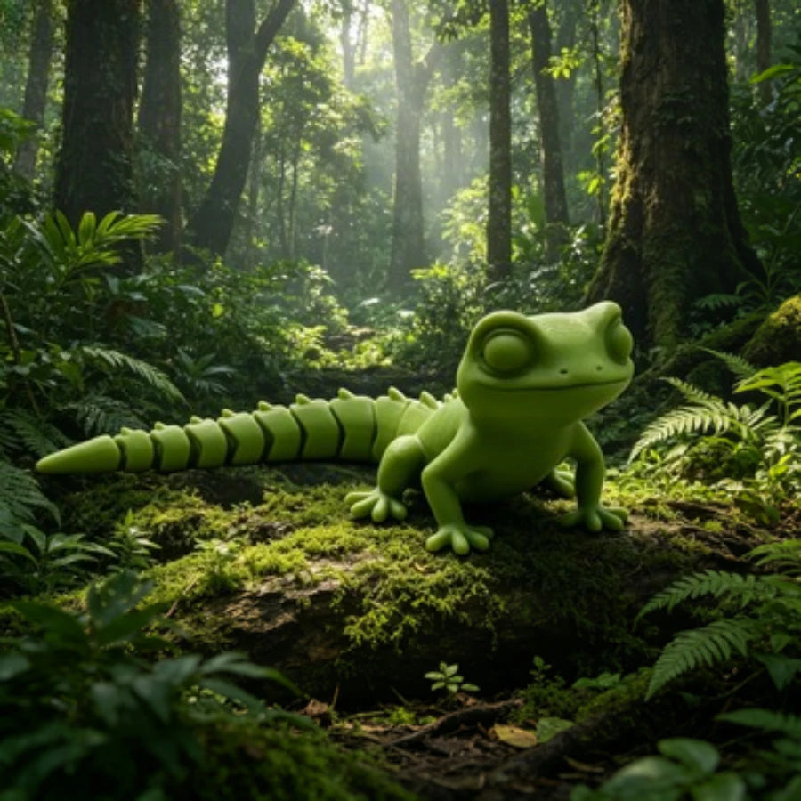 3D Printed Articulated Gecko Lizard ToyJoints Stress Relief Sensory Toy for Kids Adults Desktop Decor Gifts Reptile Model Gecko Oasis Select