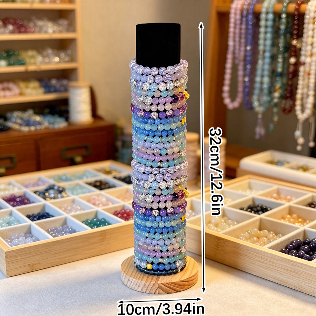 1pc velvet multi-color bracelet jewelry storage rack with vertically stacked tabletop and wooden solid wood base storage rack Oasis Select jewelry stand 1