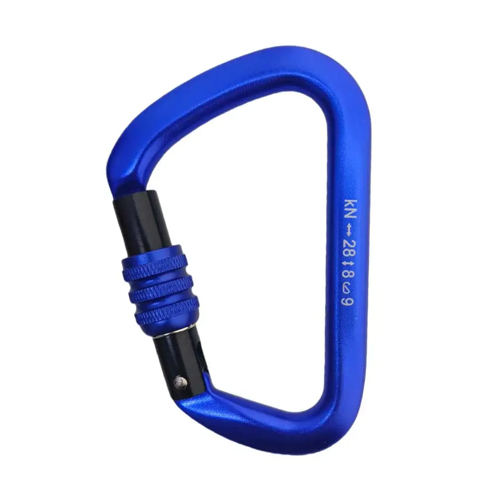 28kN Big D Screw Gate Carabiner Rock Climbing Mountain Landing Hook High Altitude Clip Aluminum Alloy Safety Buckle Equipment Oasis Select Blue