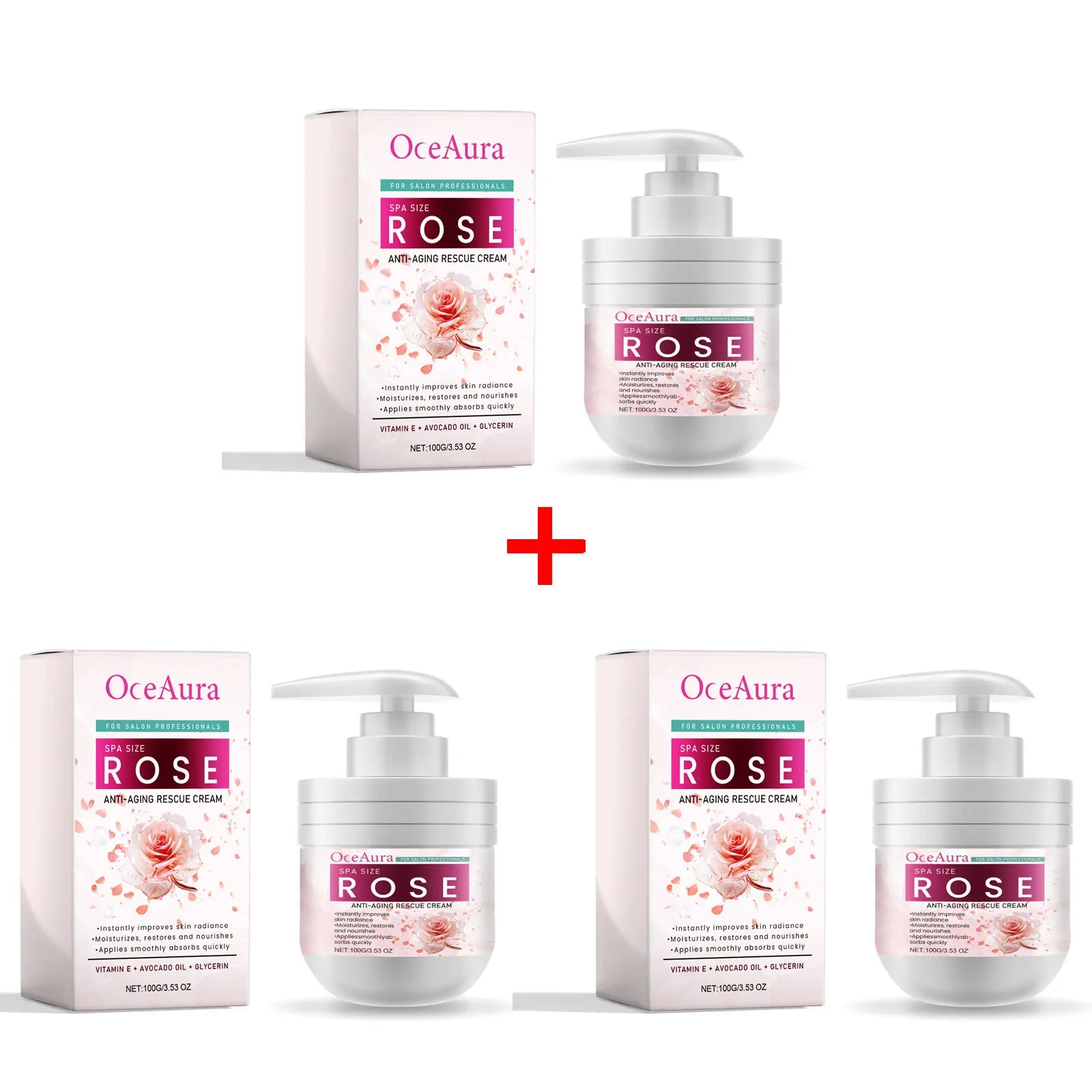 OceAura Retinol Anti-Aging Face & Body Moisturizer Cream 100g Anti-Aging Moisturizer Oasis Select Rose X 3PCS