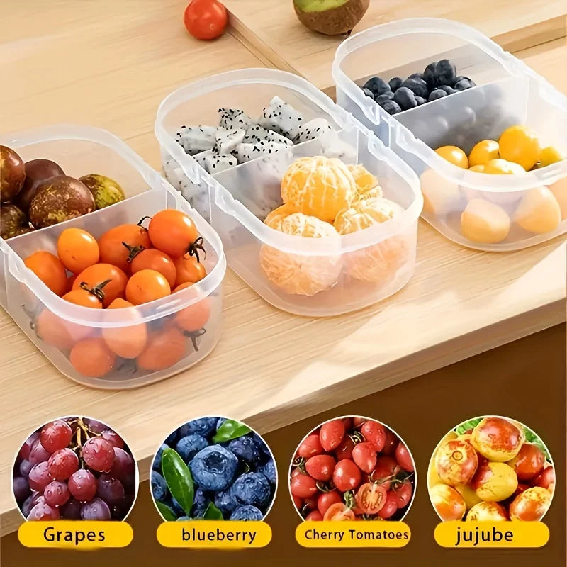 Dual Compartment Food Storage Container Plastic Sealed Easy Clean Reusable for Spices Herbs Lunch Kitchen Camping Office Oasis Select