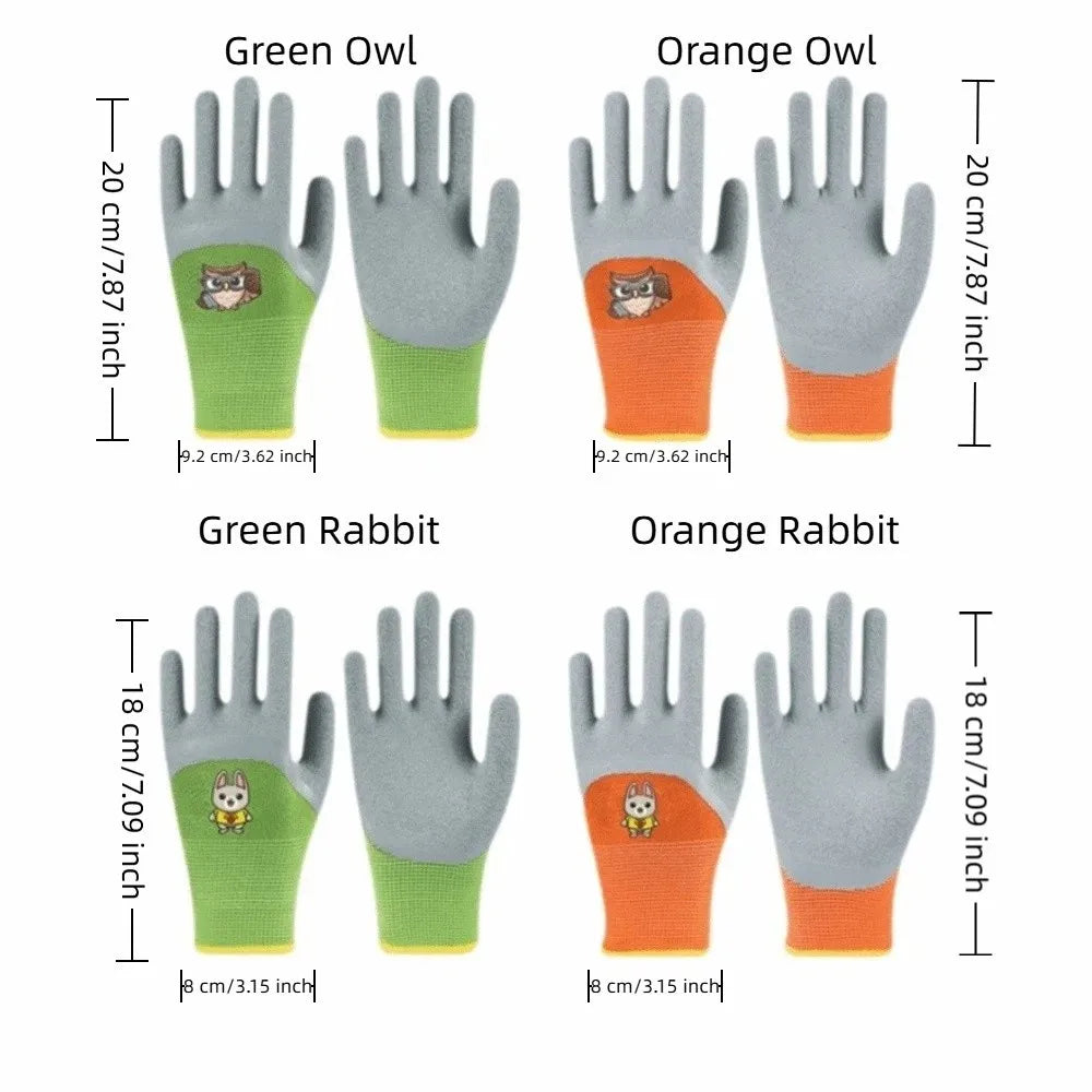 Non-Slip Kids Garden Gloves Cartoon Breathable Children Safety Gloves Comfortable Animal Pattern Work Gloves Garden Supplies Oasis Select
