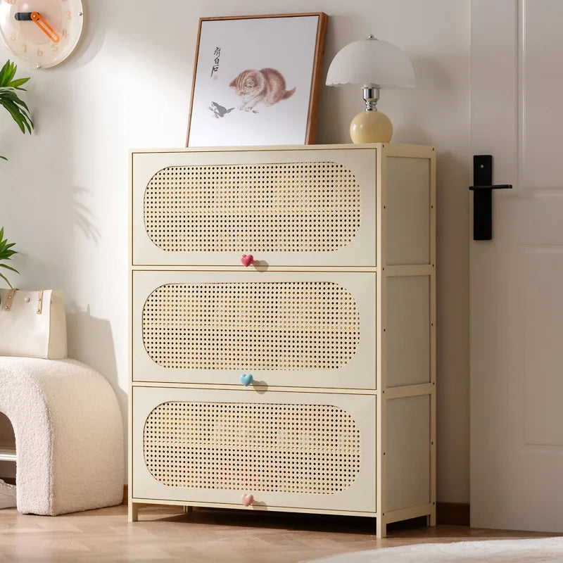Multi-layer locker at the entrance of the home, large-capacity storage cabinet, dust-proof shoe rack, small narrow bamboo. Oasis Select