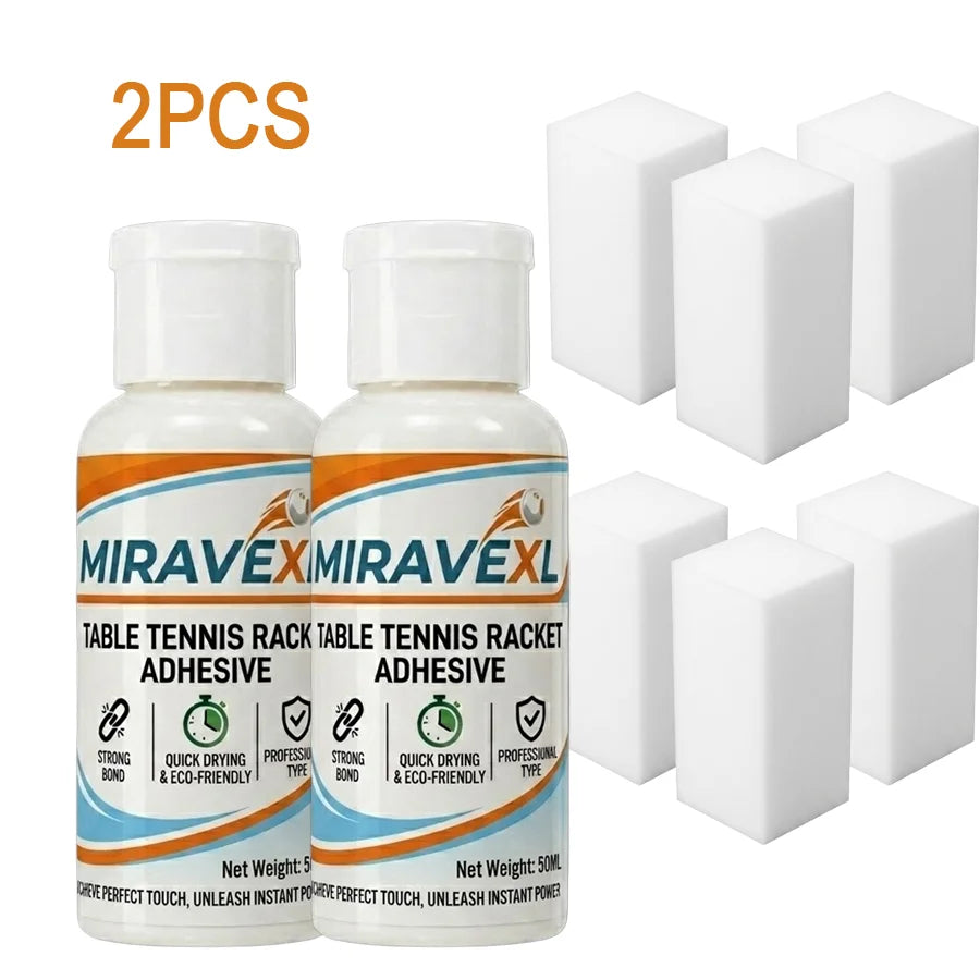 MIRAVEXL 50ml High-Speed Table Tennis Racket Liquid Glue — Professional Racket Rubber Adhesive (Includes Sponge Applicator) Oasis Select 2PCS