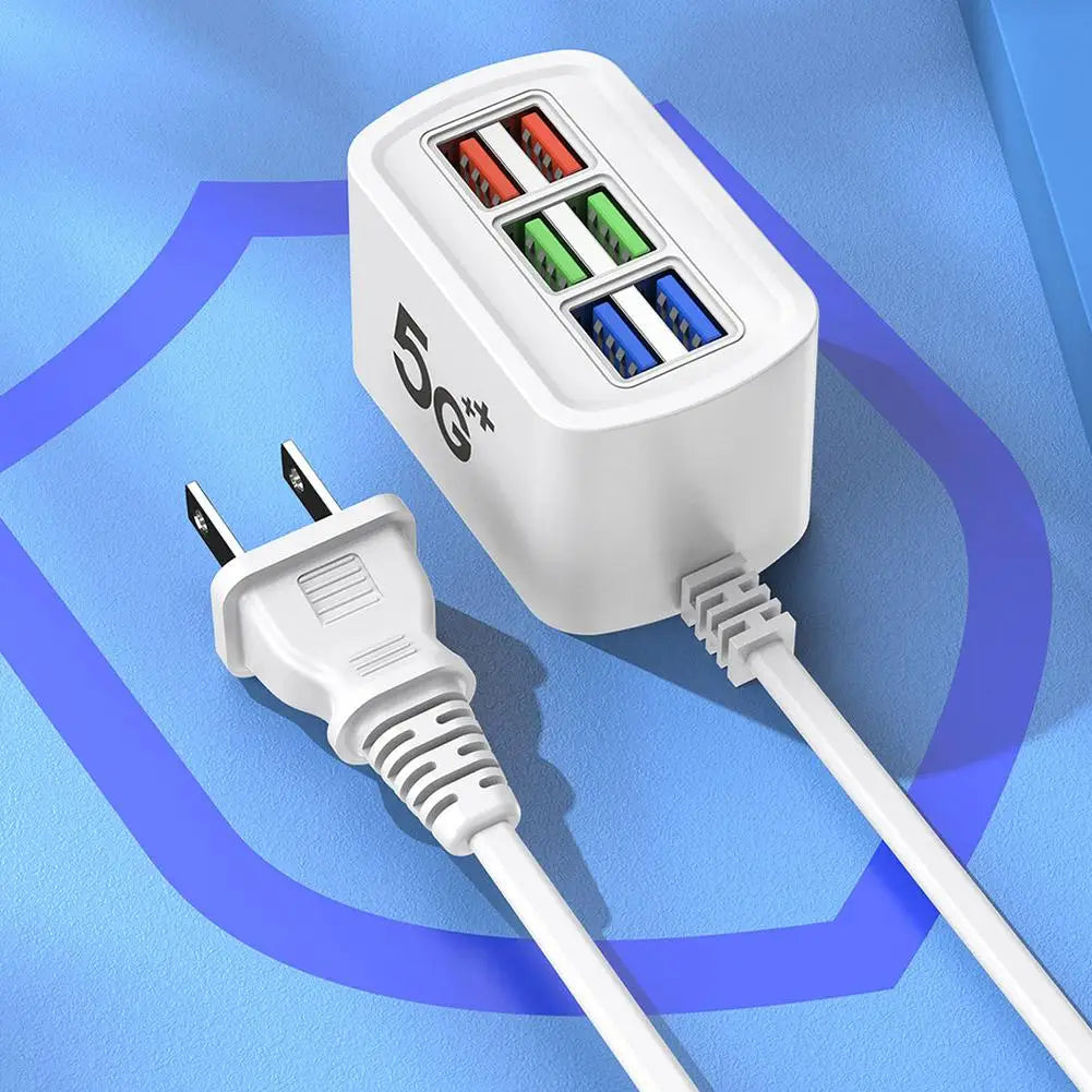 6-port USB Power Strip Charger Desktop Charging Station Portable Travel USB Charging Socket Adapter For IPhone 16 17 For Android Oasis Select