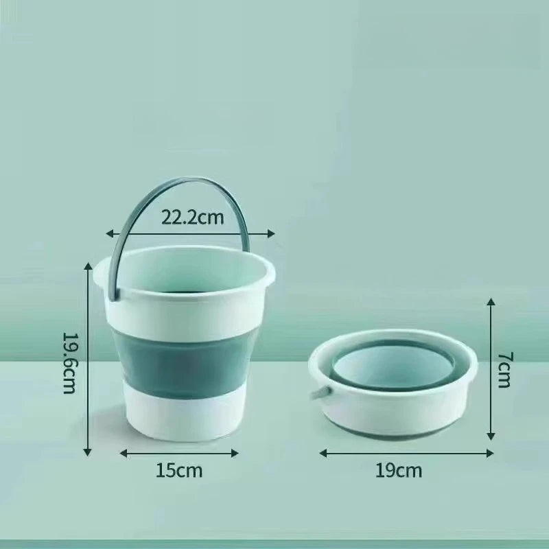 Folding bucket Portable station wagon Car fishing bucket Household large-capacity bathing foot bucket Thickened plastic Oasis Select green S