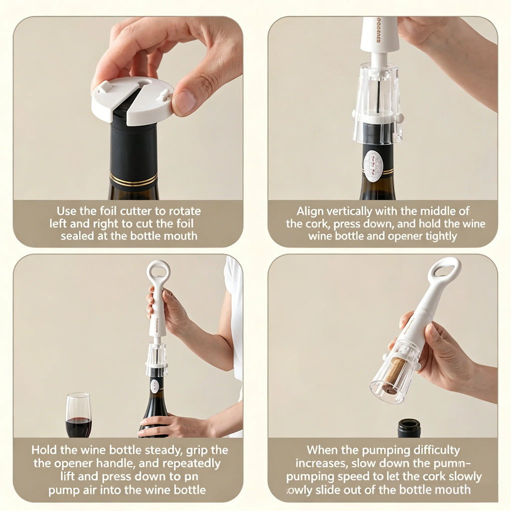 Pneumatic Air Pressure Wine Opener Anti-explosion Safe Cork Remover No Cork Debris Dual Function Wine Beer Opener For Home Bar Oasis Select