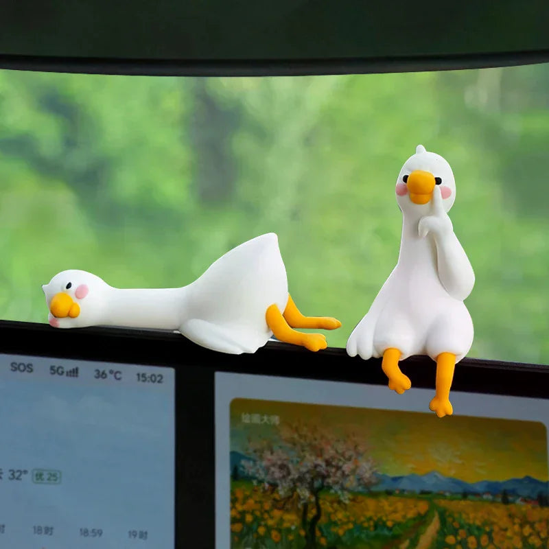 Cute 3D Resin Duck Figurine Cartoon Animal Mini Ornament Playful Desk Car Dashboard TV Monitor Decor Ideal Gift Idea Oasis Select