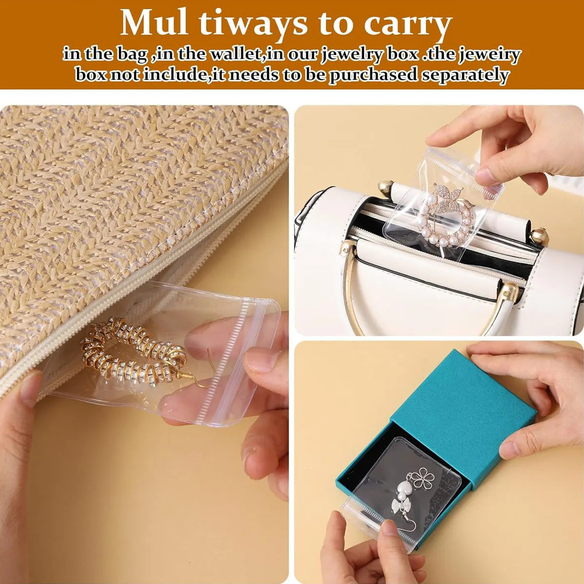 20pcs,Transparent PVC jewelry bag, jewelry zipper storage bag, ring, earring, necklace anti-oxidation packaging bag Oasis Select