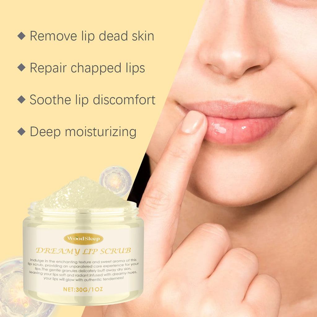 WOODSLEEP Coconut Vanilla Lip Scrub – Exfoliate & Moisturize Lip Scrub Oasis Select