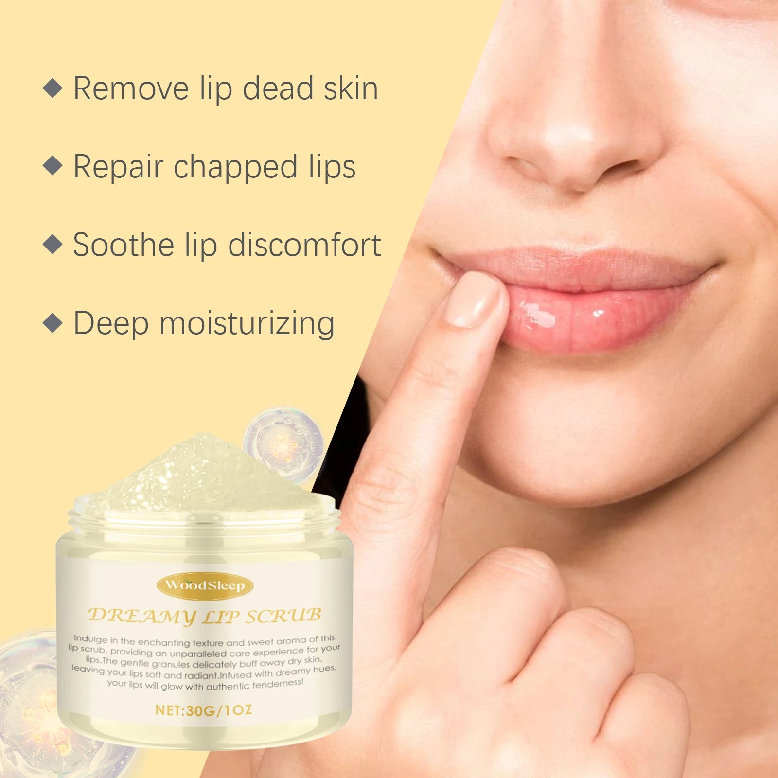 WOODSLEEP Coconut Vanilla Lip Scrub – Exfoliate & Moisturize Lip Scrub Oasis Select
