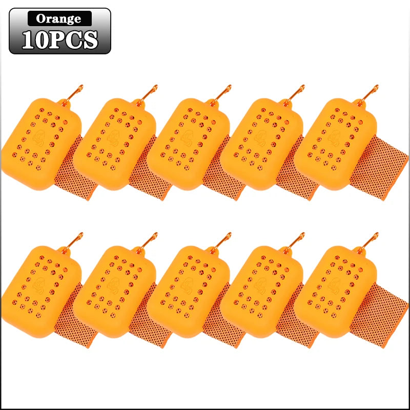 10PCS Portable Mini Silica Gel Set Cold Towel Polyester Fiber Outdoor Cooling Towel Fitness sports gym Run quick Dry Cool Towel Oasis Select Orange-10PCS