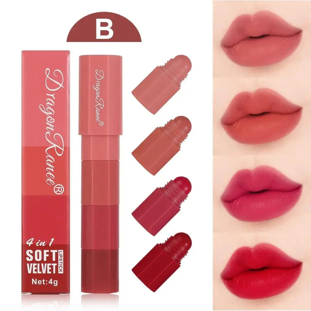 Dragon Ranee Velvet Matte Lipstick 4-Color Mini Set | Waterproof