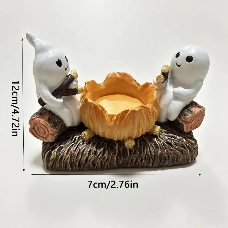 Halloween Home Decoration Ghost Candle Holder Without Candles Decorative Metal Stand Unique Ghost Design Perfect for Spooky Oasis Select