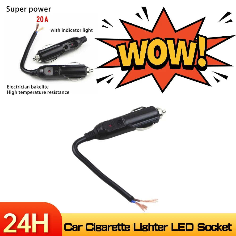 NEW 12V/24V Auto 20A Car Cigarette Lighter LED Socket Plug Connector Adapter For Car/Van Vehicle Motor Car Accessories Oasis Select