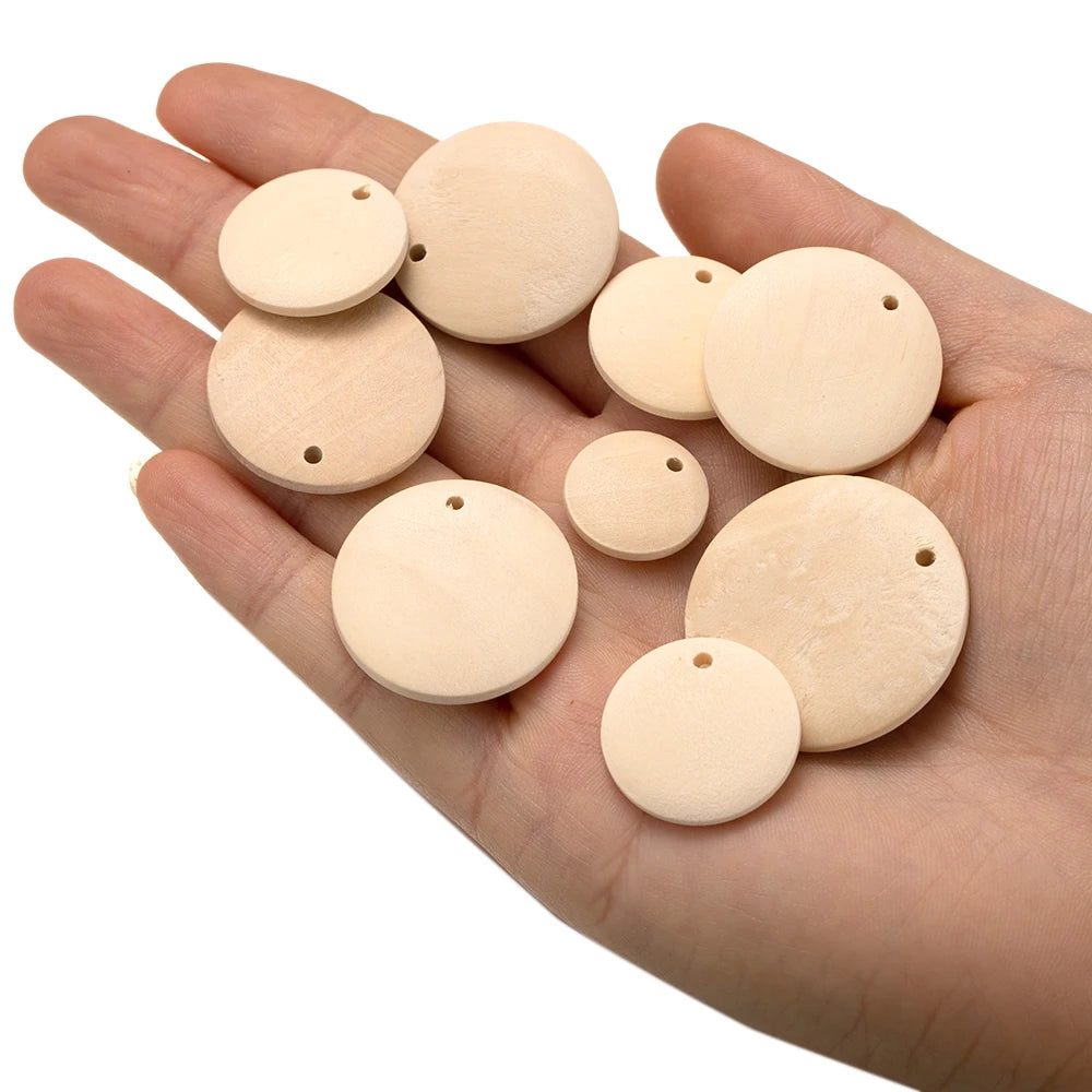 20pcs Round Blank Wooden Pendants Base For DIY Handmade Earrings Necklaces Jewelry Making Supplies Accessories Decorative Charms Oasis Select