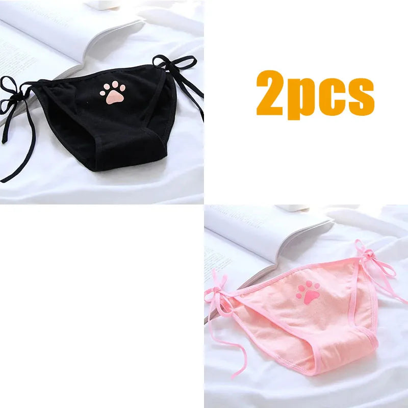 1/3/6pcs Sexy Bandage Lolita Panties Low Waist Lingerie Cute Claw Women's Briefs Low Waist Animation Underwear Oasis Select 2pcs mix One Size As shown