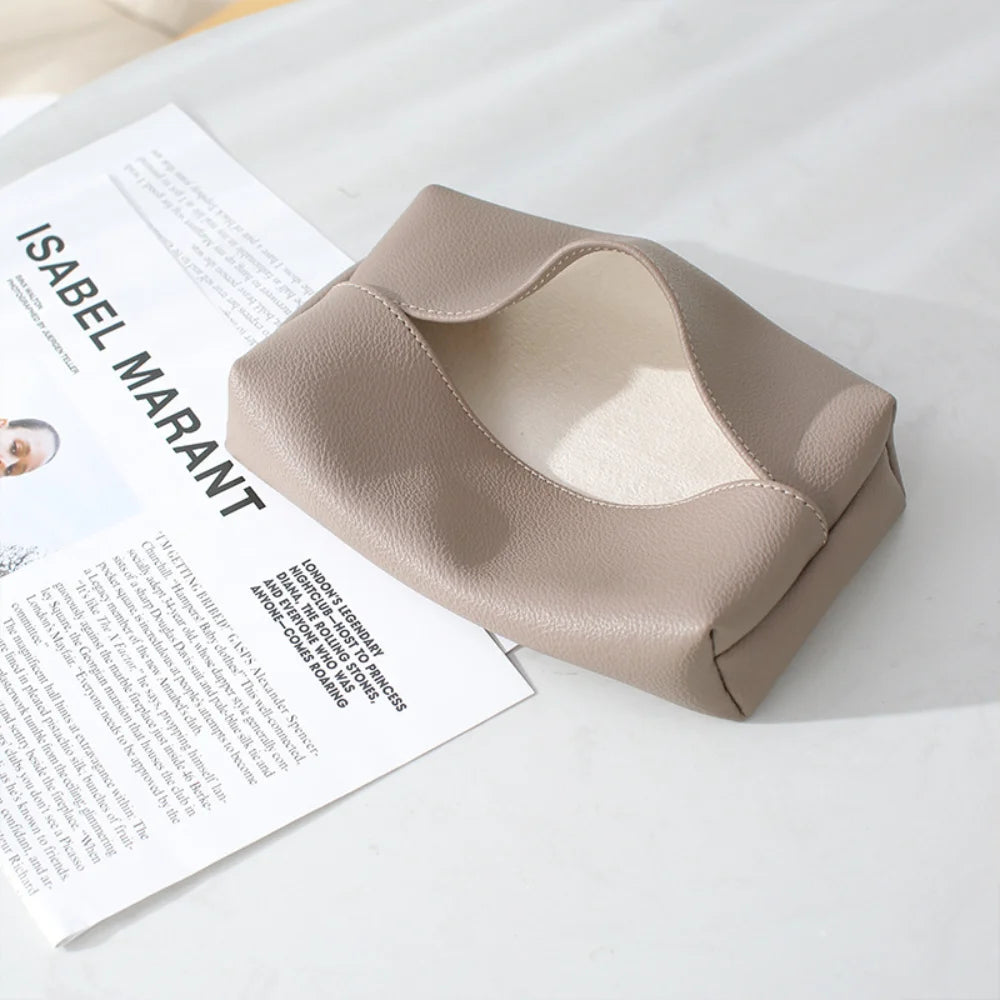 Creative Leather Tissue Box Nordic Simple Home Living Room Light Luxury Tissue Box Bedroom High-end Paper Tissue Box Oasis Select
