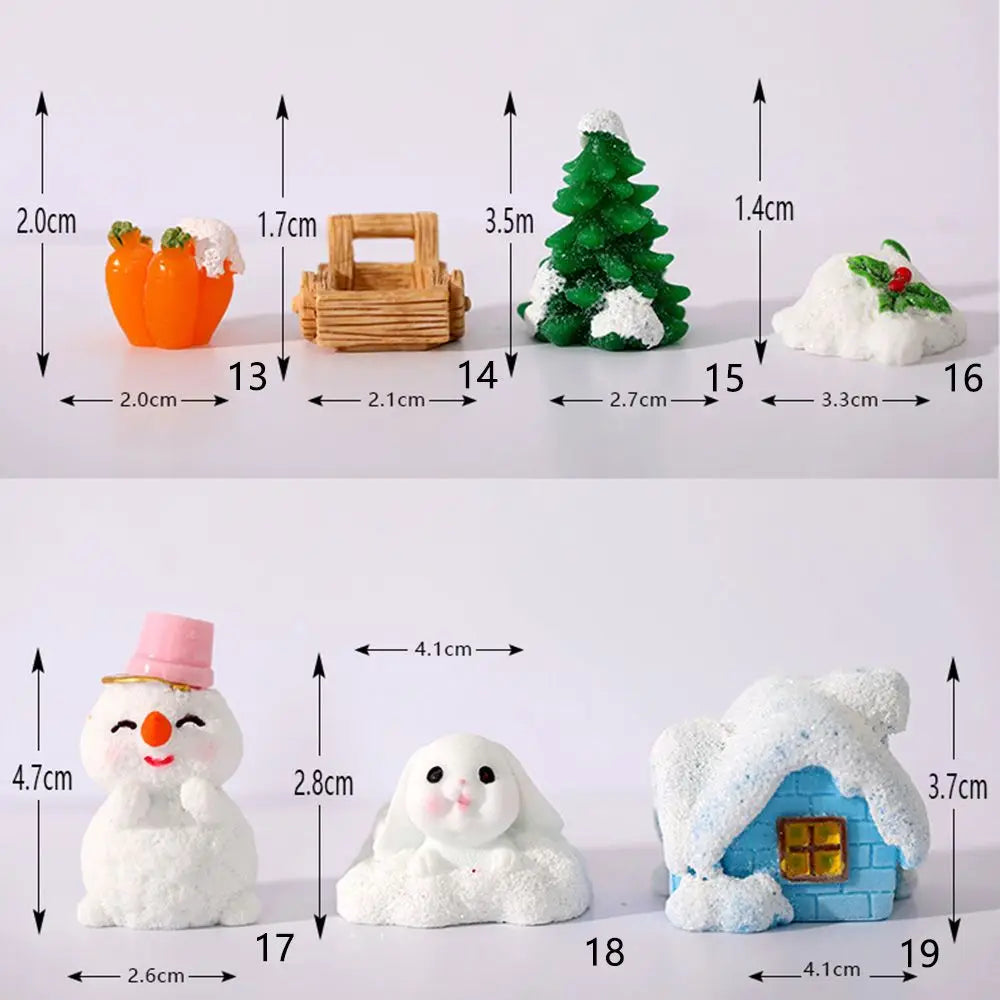 Snowman Bunny Resin Figurine | Micro Landscape Christmas Ornament