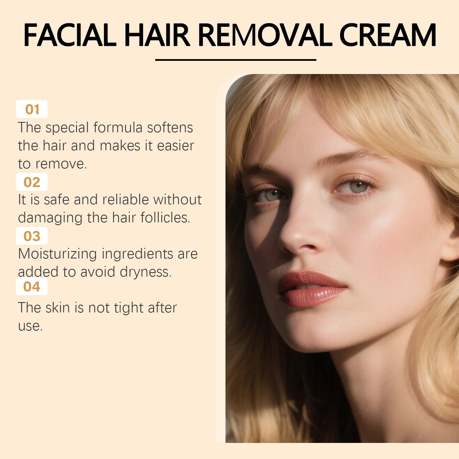 Facial Mild Hair Removal Cream Sensitive Skin Nourishing Hydration Refreshing Lip Facial Skin Women Beauty Soothing Ointment 50g Oasis Select