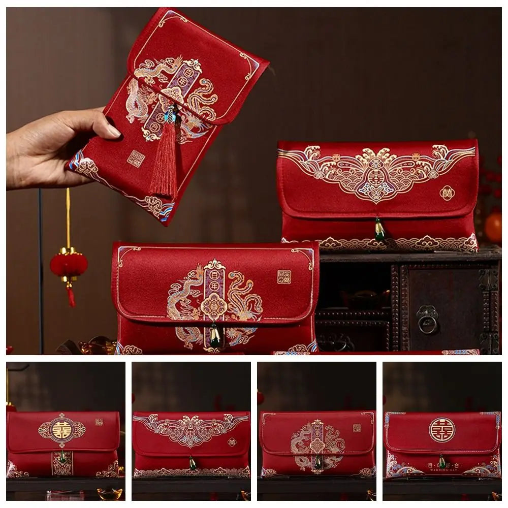 Chinese Brocade Red Envelope HongBao – Embroidered Tassel