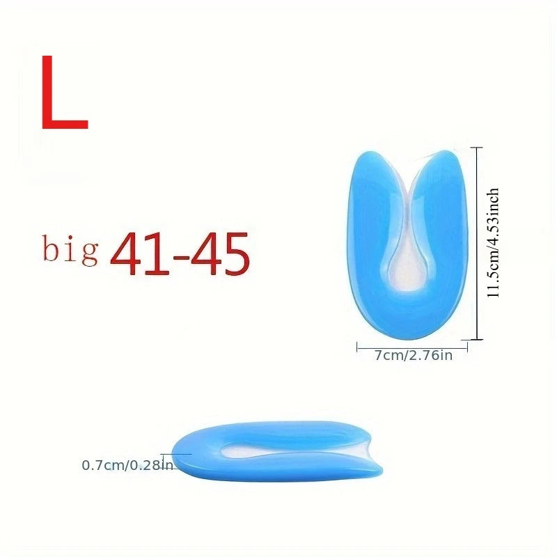 1Pairs U-shaped bone spurs heel pad silicone soft shock-absorbing heel insole relieves heel inflammation heel pad Oasis Select L